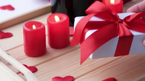 Gift With Candles and Wine for a Celebration