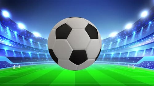 Animated Football Spinning in a Vibrant Stadium