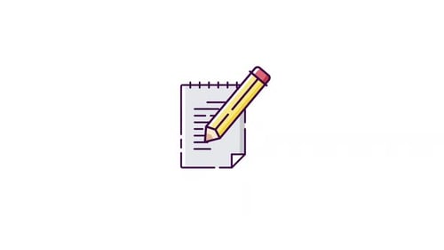 Modern Flat Design Pencil Writing on Paper Animation