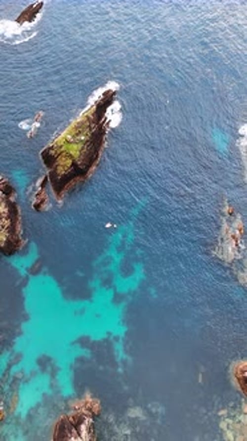 Rocky Islands and Clear Waters Aerial View