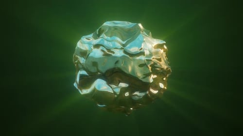 Green energy magic sphere round high-tech digital iridescent morphing ball