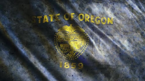 Waving Grunge Flag of State of Oregon
