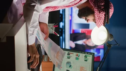 Professional Reviews Financial Data During Video Conference