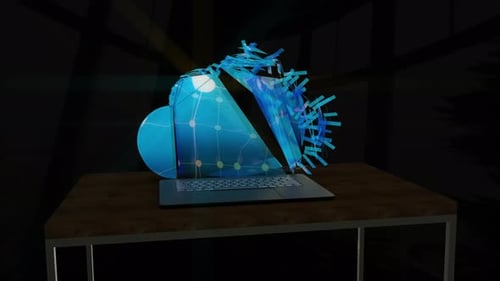 Vídeo animado de tecnologia de computação de conexão em nuvem quebrada 4K