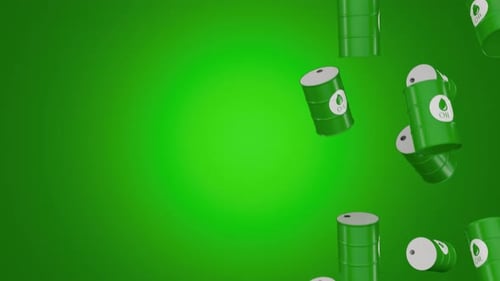 Endless Green Oil Barrels Fallling The Oil Barrel Price Is Showing A Decline On The Chart