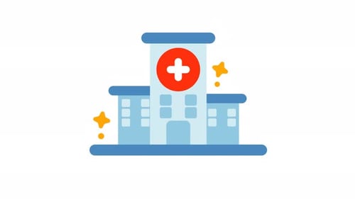 Simple Cartoon Hospital With A Red Cross