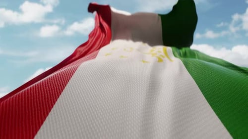 Realistic Waving Flag of Tajikistan in the Wind