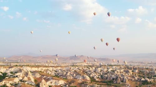 Cappadocia Landscape with Many Hot Air Balloons