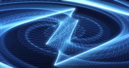 Futuristic abstract blue glowing swirling waves of magical energy. Technological spiral