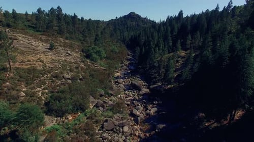 Flying Over Cinematic Mountain River