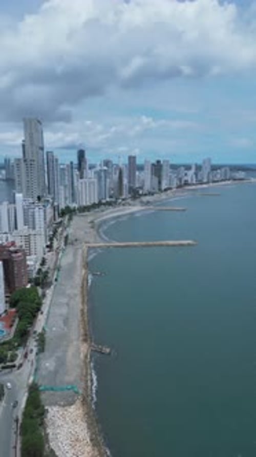 Aerial view of Bocagrande district in Cartagena Colombia