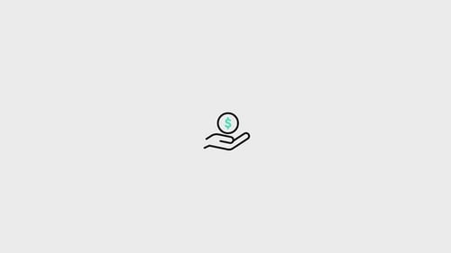 Animated Hand Receiving Coin Line Icon
