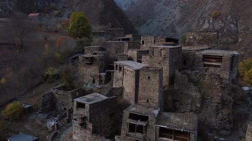 Ancient city with war towers in in