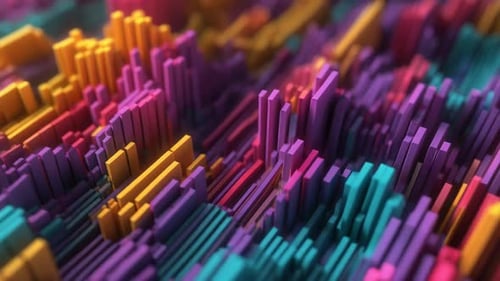Abstract 3D Colorful Geometric Block Data Wave