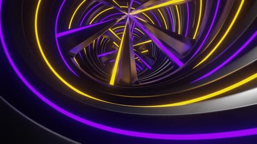 Purple And Yellow Neon Glowing Spiral Ventilation Background Vj Loop In HD