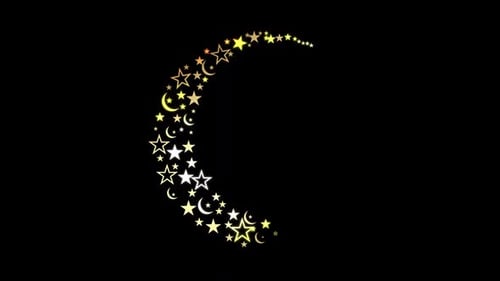 Golden Stars Form Crescent Moon Revealing Ramadan Kareem