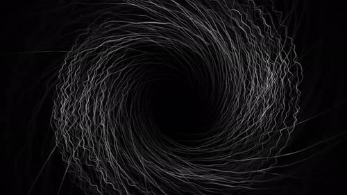 Black tunnel. Hi-tech Forward movement into darkness. Looped. Wormhole. Flight in sci-fi space. Tunn