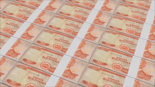 20 BOLIVIAN BOLIVIANO banknotes printed by a money press