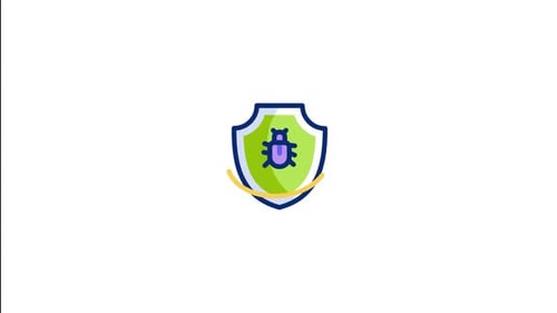 Animated Security Shield Icon with Moving Bug