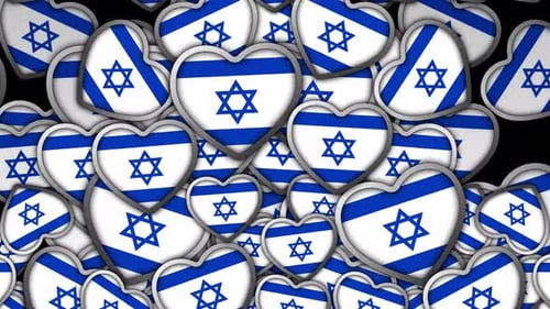 Animated Israeli Flag Hearts Looping Transition