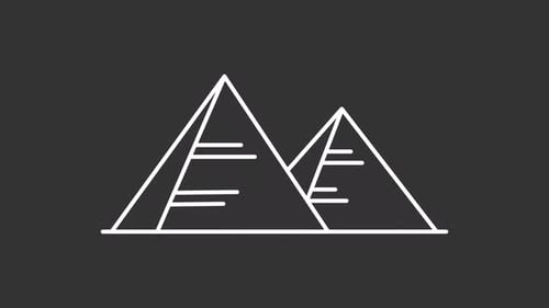 Animated pyramids white icon