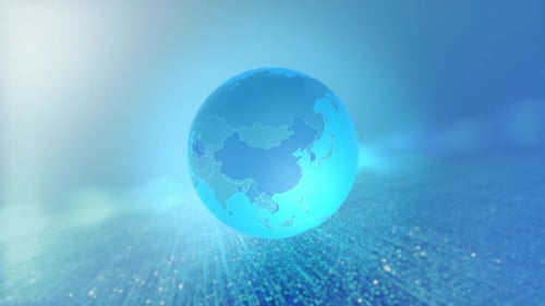 Digital Earth Globe with Country Highlight and Pulsating Effect