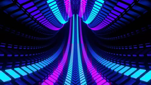 Purple And Blue Neon Lines Moving In Circle Background Vj Loop In 4K