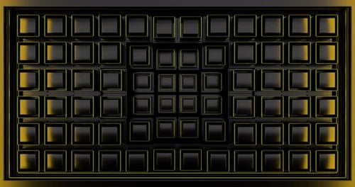 Mur de blocs cubiques noirs en mouvement abstrait en boucle transparente 08