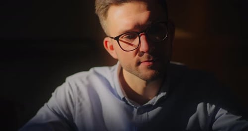 Contemplative Businessman Working Home Office