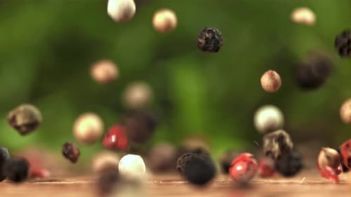 Colorful Pepper Mix Falling in Slow Motion