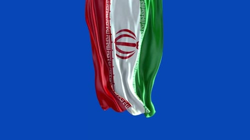 Iranische Flagge auf blauem Hintergrund