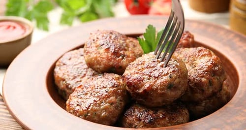 Juicy homemade meatballs plated and ready to eat