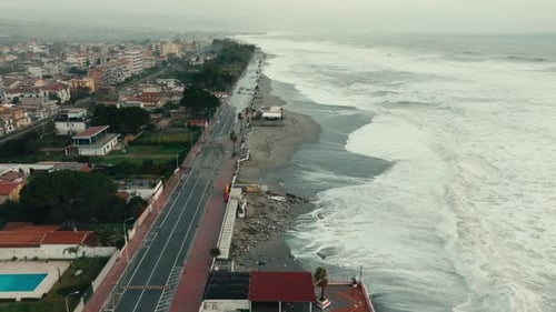 Aerial View of a Waterfront After Storm Surge