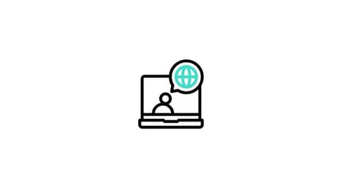Animated Flat Icon for Global Online Communication and Remote Work
