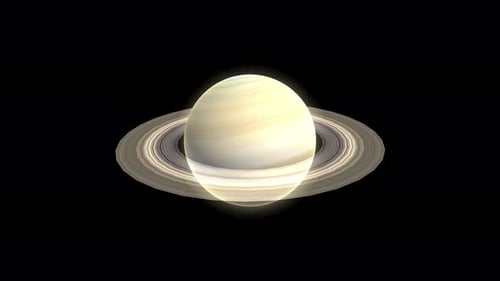 Realistic Saturn Planet with Rings Rotating in Space