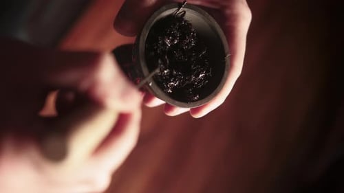 Traditional Hookah Ritual Preparing Hands Fruit