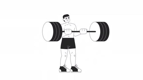 Animated Bw Male Powerlifter