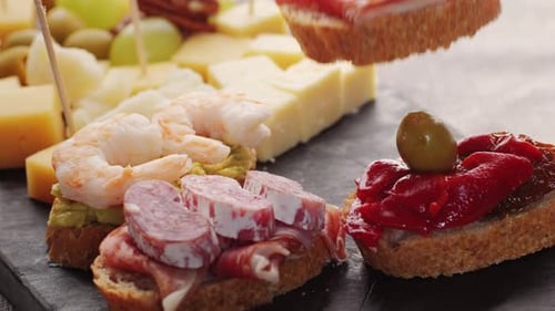 Italian or Spanish Restaurant with Traditional Tapas Food Spanish Cuisine Delicious Tapas and Cheese