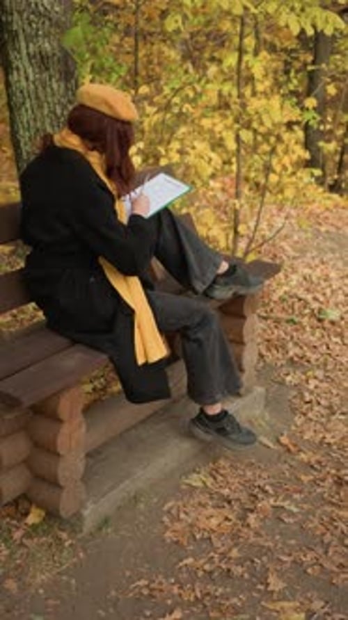 Creative Sketching Overhead View in Tranquil Autumn Setting