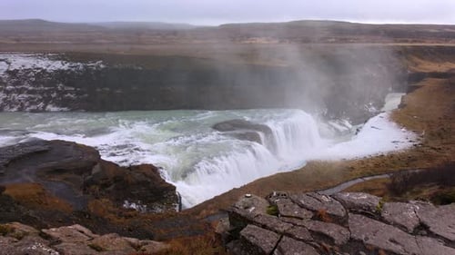 Gullfoss waterfall in Iceland in slow motion