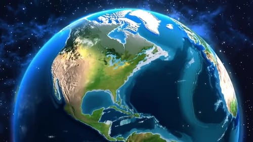 Turning Earth With Space Background