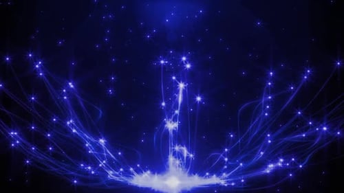 Abstract Blue Particle Light Trails Motion Background