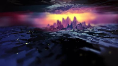 Abstract Geometric Horizon with Twinkling Lights Background