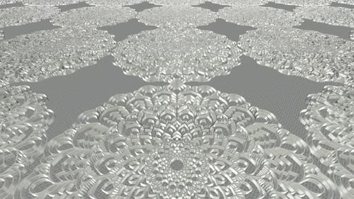 Luxus-Hintergrund mit silbernen Ornamenten, Figuren, 3D-Render, Reflexion, exklusiv