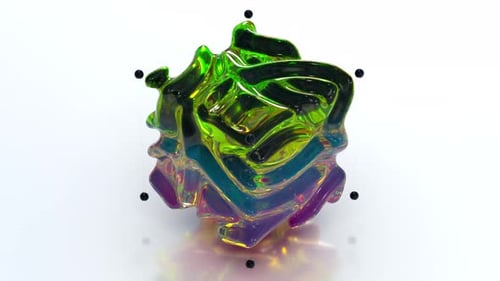 Dynamic Iridescent Liquid Cube Morphing Abstract Animation