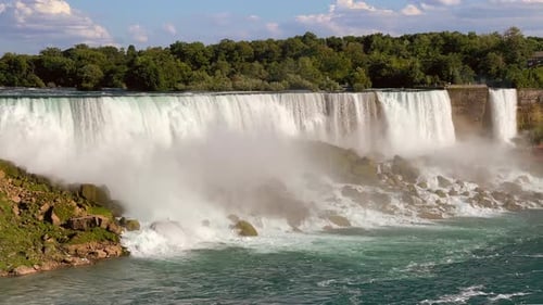 The smaller section of Niagara Falls on a warm summer day.