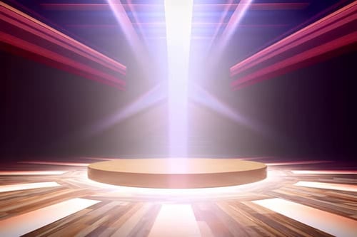 podium Futuristic showcase with platform for product displaying. Empty modern stage display