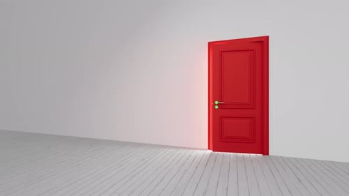 Red Door Opens to Bright Light Transition