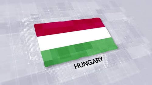 Hungary Flag Reveal on Modern Digital Map