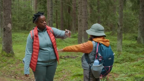 Mom Protecting Daughter with Bug Spray Before Forest Hike